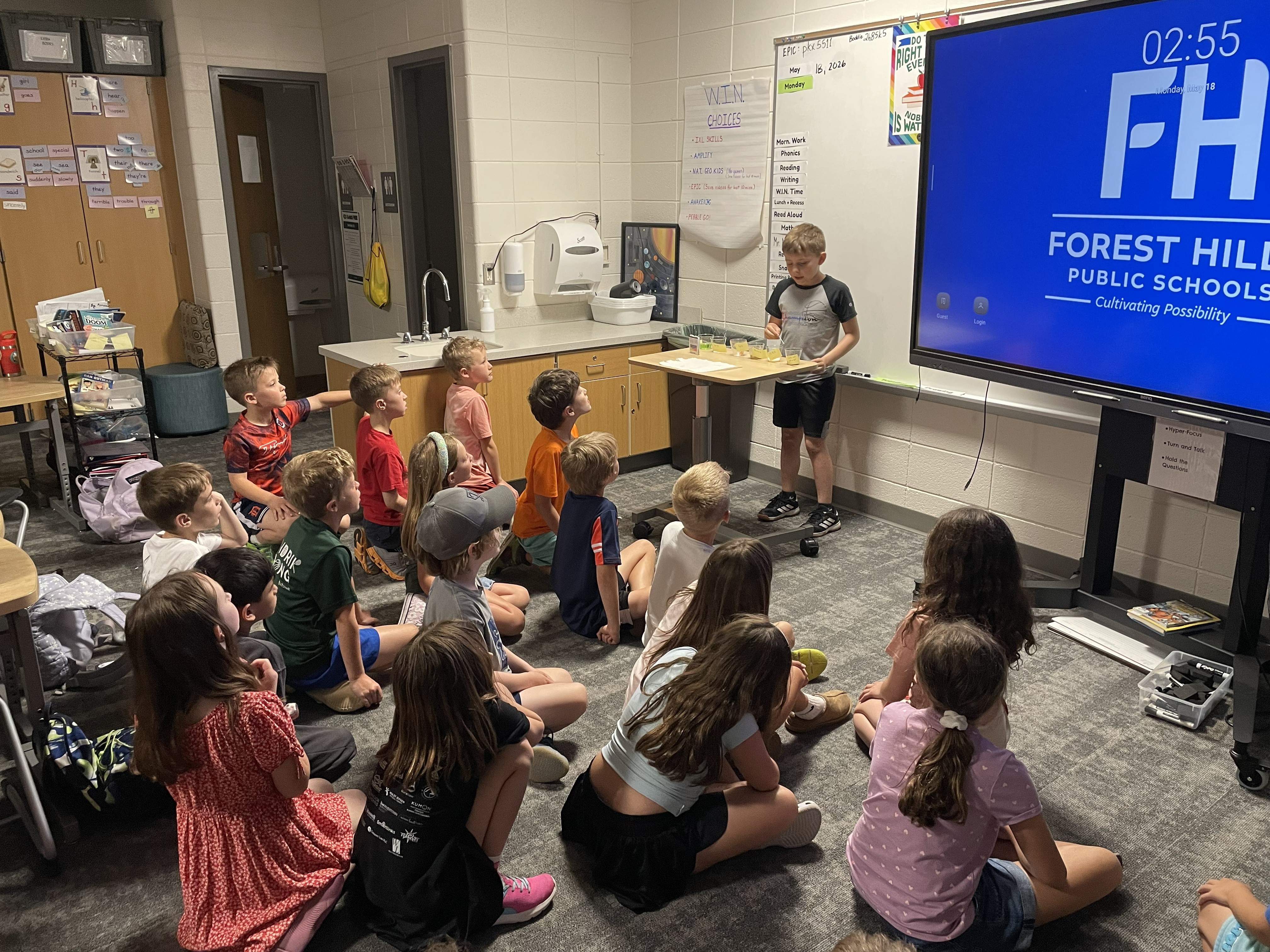 Weston teaching a class about pH